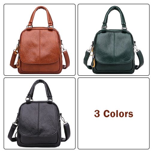 Ladies Designer Pu Leather Handbag Rucksack Backpack Shoulder Bag Cross Body Anti-Theft Satchel School Messenger Holiday