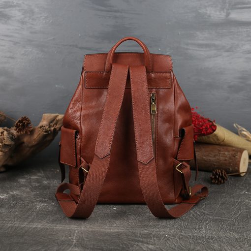 Motaora Genuine Leather Women Fashion Backpack Head Layer Cowhide Backpack For Ladies Large Capacity Vintage Travel Bag