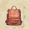 Motaora Vintage Large Capacity Women'S Backpacks Anti Theft Genuine Leather Backpack Cowhide Woman Travel Luxury Bagpack Women