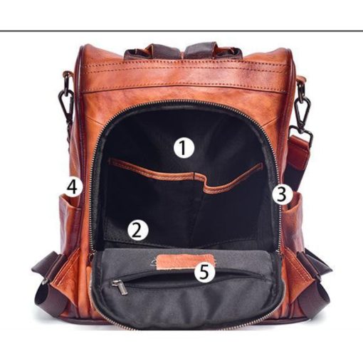 Motaora Vintage Large Capacity Women'S Backpacks Anti Theft Genuine Leather Backpack Cowhide Woman Travel Luxury Bagpack Women