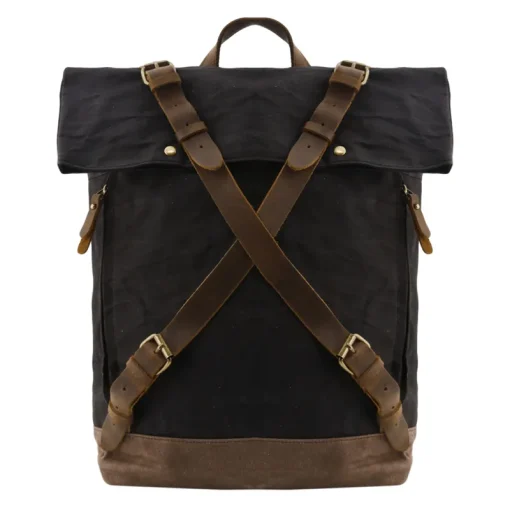 Male Backpacks Vintage Canvas Leather For Men Waterproof Rucksacks Large Waxed Mountaineering Travel Pack