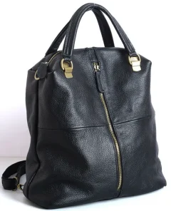 Designer Cowhide Genuine Leather Women Backpack Women'S Shoulder Bag Black Leather Handbags Travel Bag
