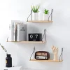 Simple Iron Wood Wall Shelf Home Living Room Bedroom Decoration Shelf Magazine Book Small Potted Plant Rack