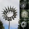 Unique And Magical Metal Windmill 3D Wind Powered Kinetic Sculpture Lawn Metal Wind Solar Spinners Yard And Garden Decor