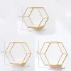 Nordic Style Iron Wall Shelf Hexagonal Metal Wall Storage Rack Shelves With Wooden Board Display Racks Kitchen Room Home Decor