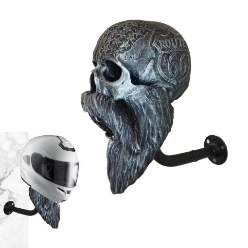 Skull Helmets Holder Wall Mount Motorcycle Skull Helmets Holder Wall Mounted Hanger Resin Crafts Decorative Skull Helmets Holder