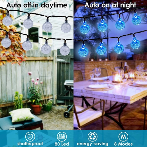 Solar String Lights Outdoor 200 Led Crystal Globe Lights Waterproof Solar Festoon Fairy Light For Garden Christmas Ramadan Decor