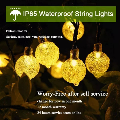 Solar String Lights Outdoor 200 Led Crystal Globe Lights Waterproof Solar Festoon Fairy Light For Garden Christmas Ramadan Decor