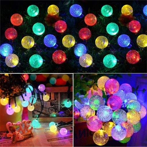 Solar String Lights Outdoor 200 Led Crystal Globe Lights Waterproof Solar Festoon Fairy Light For Garden Christmas Ramadan Decor