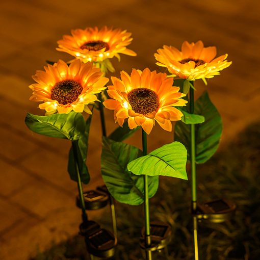 Solar Sunflowers Outside Garden Lawn Light Ip65 Waterproof Solar Flowers Pathway Light For Patio Yard Wedding Holiday Decoration