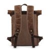 Vintage Canvas Leather Backpacks For Men Waterproof Rucksacks Large Waxed Mountaineering Travel Pack