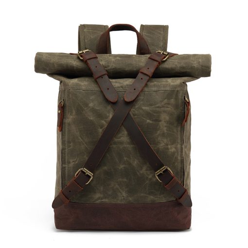 Vintage Canvas Leather Backpacks For Men Waterproof Rucksacks Large Waxed Mountaineering Travel Pack