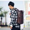 Vintage Waterproof Backpack Men Luxury College School Bags Casual Pu Leather Backpacks Travel Retro 15.6 Inch Laptop Bag For Men