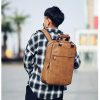 Vintage Waterproof Backpack Men Luxury College School Bags Casual Pu Leather Backpacks Travel Retro 15.6 Inch Laptop Bag For Men