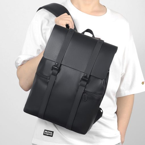 Vintage Waterproof Backpacks Men Pu Leather Travel Backpack Large Capacity Students School Books Laptop Backpack Bags For Men