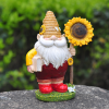 White Beard Dwarf Statue Elf Gnome Figurine Resin Home Crafts Sunflower Room Decor Creative Patio Garden Decoration Outdoor