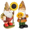 White Beard Dwarf Statue Elf Gnome Figurine Resin Home Crafts Sunflower Room Decor Creative Patio Garden Decoration Outdoor