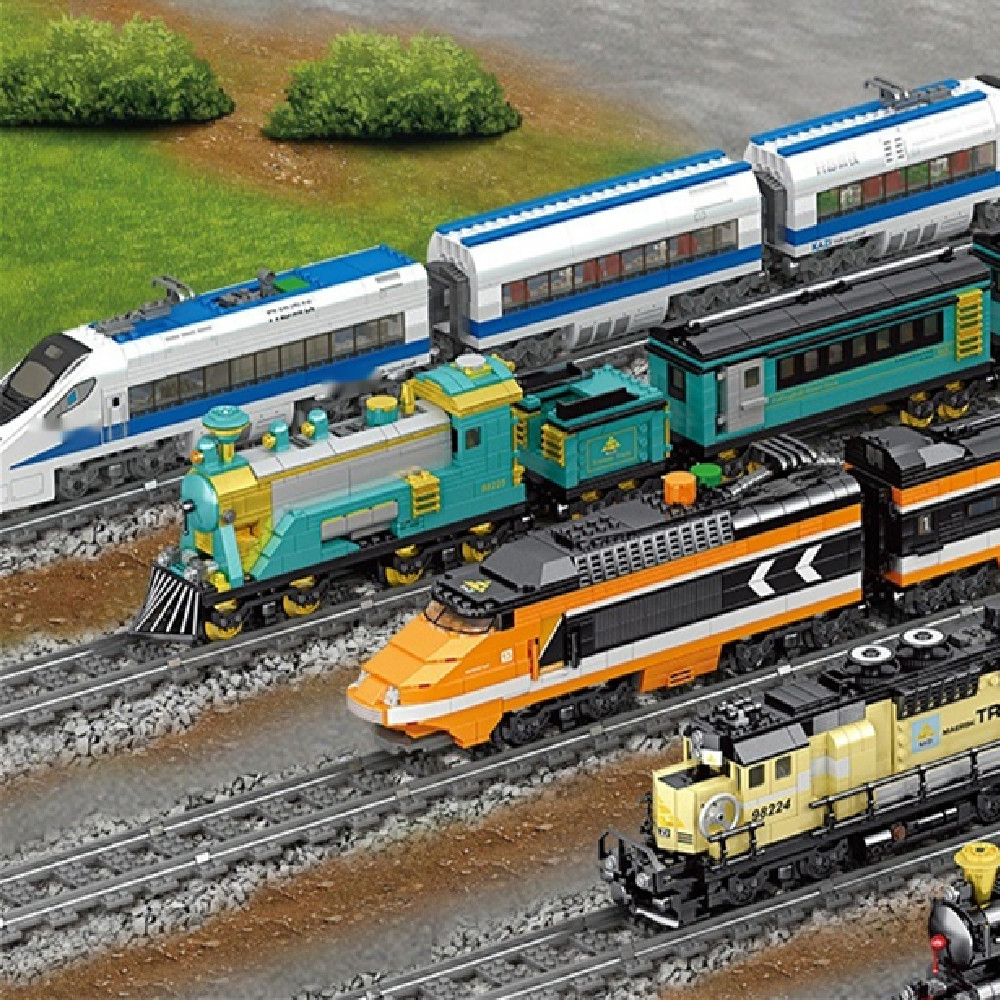 High-Tech Battery-Powered Electric City Train Building Blocks For Kids