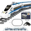 Classic City Train Rail High-Tech Battery Powered Electric High-Speed Railway Building Blocks Bricks Toys For Kid Leduo