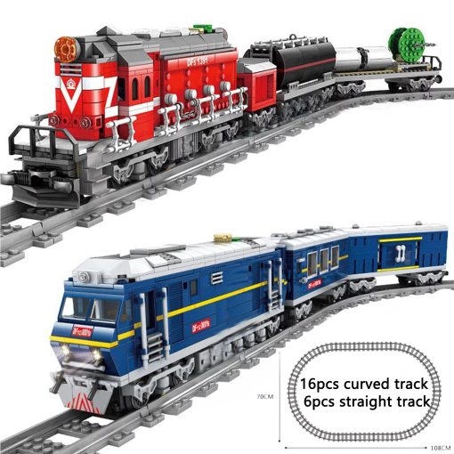 Classic City Train Rail High-Tech Battery Powered Electric High-Speed Railway Building Blocks Bricks Toys For Kid Leduo