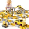 334 Pieces Construction Race Tracks For Kids Toys Magic Rail Car Flexible Track Playset Create Engineering Road Gifts For Boys