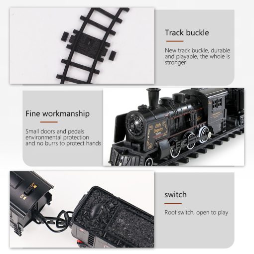 B/O Railway Classical Freight Train Set Passenger Water Steam Locomotive Playset With Smoke Simulation Model Electric Train Toys