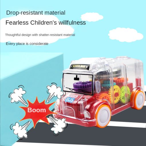 Lighting Music Electric Car Children'S Toy Car Bus Transparent Rotating Mechanical Gear Train With Battery Mobile Toy Gift