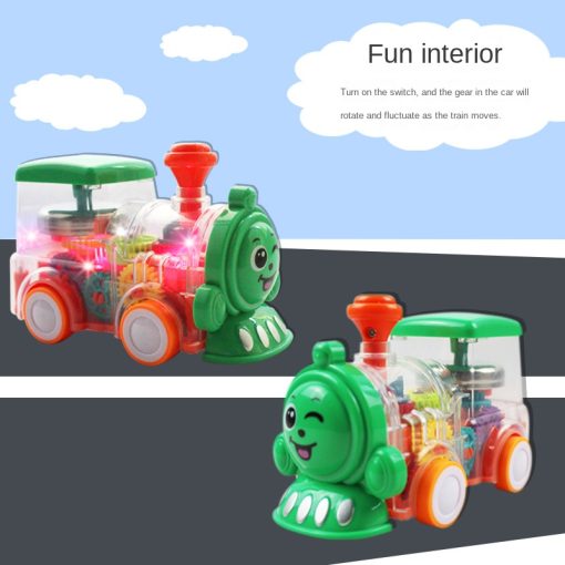 Lighting Music Electric Car Children'S Toy Car Bus Transparent Rotating Mechanical Gear Train With Battery Mobile Toy Gift