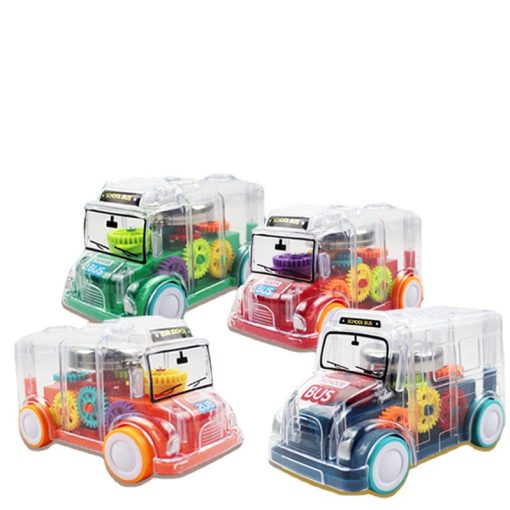Lighting Music Electric Car Children'S Toy Car Bus Transparent Rotating Mechanical Gear Train With Battery Mobile Toy Gift