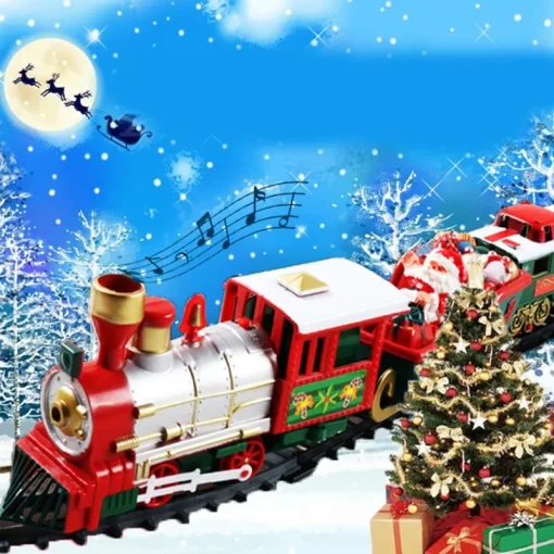 Set Of 22Pcs Classic Musical Santa’S Express Delivery Electric Christmas Steam Train Set 412Cm Length Track Gift For Kid