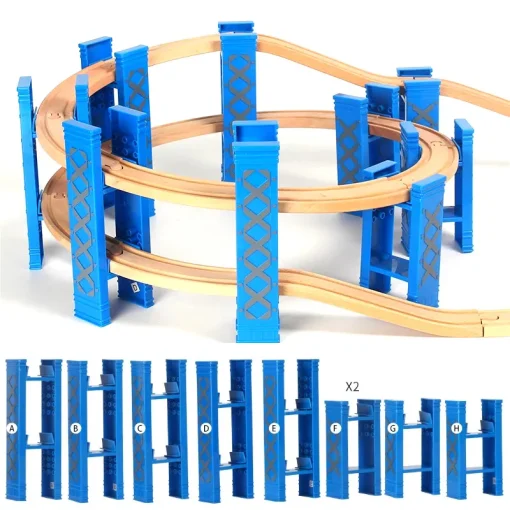 Wooden Railway Tracks Plastic Spiral Orbit All Kinds Bridge Piers Accessories Fit For Biro All Brands Wooden Tracks Toys