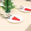 10 Pcs Merry Christmas Decoration 2023 Table Accessories Christmas Hat Fork Knife Cutlery Bag Christmas Decoration