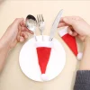 10 Pcs Merry Christmas Decoration 2023 Table Accessories Christmas Hat Fork Knife Cutlery Bag Christmas Decoration