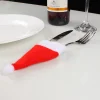 10 Pcs Merry Christmas Decoration 2023 Table Accessories Christmas Hat Fork Knife Cutlery Bag Christmas Decoration