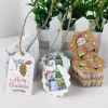 100Pcs Merry Christmas Tags Wrapping Hanging Labels Santa Claus Snowman Xmas Tree Snowflake Hang Cards Festival Supplies Painted