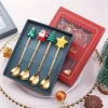 4Pcs Metal Merry Christmas Spoons Coffee Spoon Tableware Ornaments Xmas Party Decorations Kitchen Supplies Year 2023 Gifts