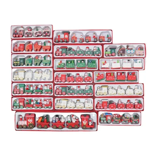 Christmas Ornaments Plastic Train Santa Claus Crafts Christmas Decoration Children Home Party Table Xmas Year Kids Gift