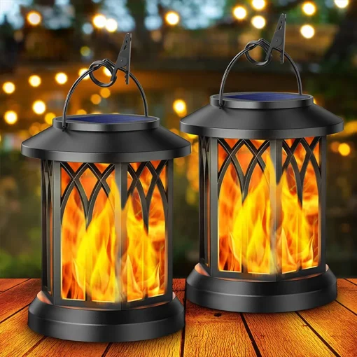 Lámpara Led De Llama De Simulación De Energía Solar Con Clip, Lámpara De Pared Impermeable Para Exteriores, Lámpara De Paisaje De Jardín, Decoración Navideña