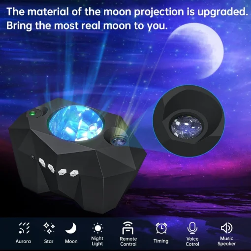 Proyector De Luces De Estrellas Aurora Galaxy Moon Con Control Remoto, Lámparas De Noche De Cielo, Regalo Para Niños Y Adultos, Altavoz De Música Bluetooth, Decoración Del Hogar