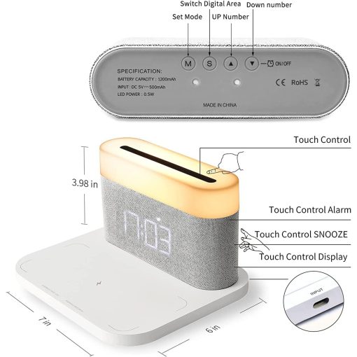 Wireless Charging Digital Alarm Clock With FM Radio