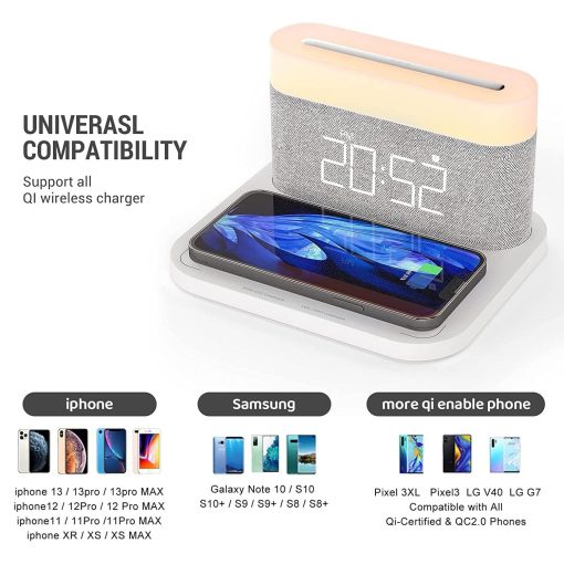 Wireless Charging Digital Alarm Clock With FM Radio