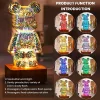 3D Fireworks Bear Night Light Projection Colorful Usb Atmosphere Dimming Living Decorative Decor Room 3D Glass Fireworks Bedroom