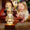 3D Fireworks Bear Night Light Projection Colorful Usb Atmosphere Dimming Living Decorative Decor Room 3D Glass Fireworks Bedroom