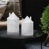 Ceramics Cottage Candle Holder Pattern Embossed Porcelain House Model Lantern Bedroom Ornament Dining Table Decor Festival Craft