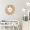 Ins Nordic Lion Wall Decor Cotton Thread Straw Woven Animal Head Wall Hanging Ornament For Nursery Baby Room Decoration