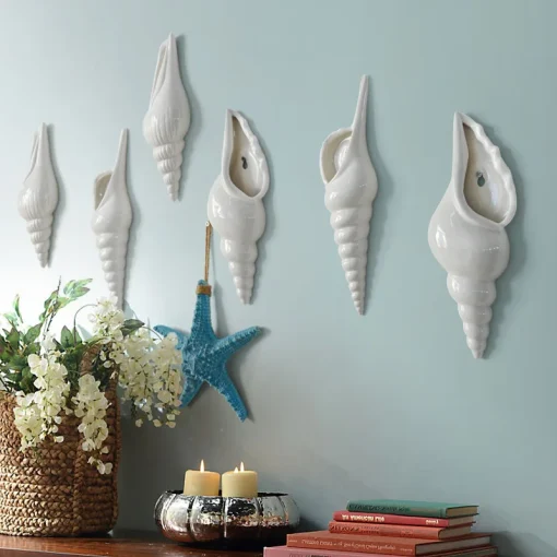 Simple Modern Three-Dimensional Conch Bar Wall Decoration Wall Vase Flower Device Creative Background Home Decoration